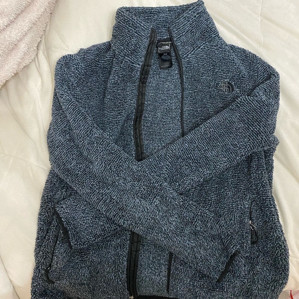 Black and White striped fleece NorthFace